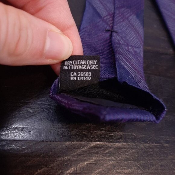 NEW Calvin Klein Mens Silk Neck Tie Purple Monochrome Plaid 3" Classic Wide - Picture 8 of 9